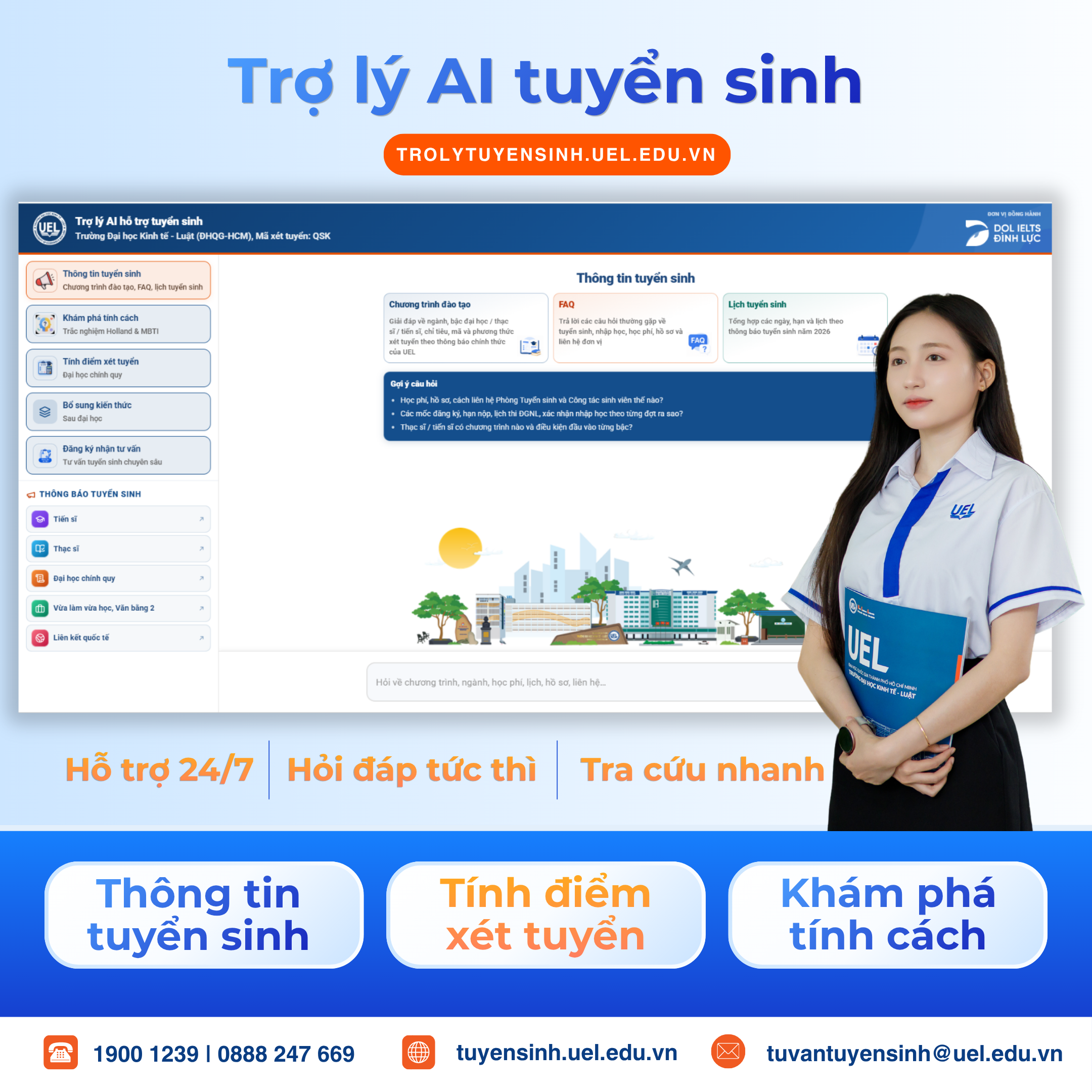 Trợ lý AI tuyển sinh UEL - Tính điểm xét tuyển dự kiến